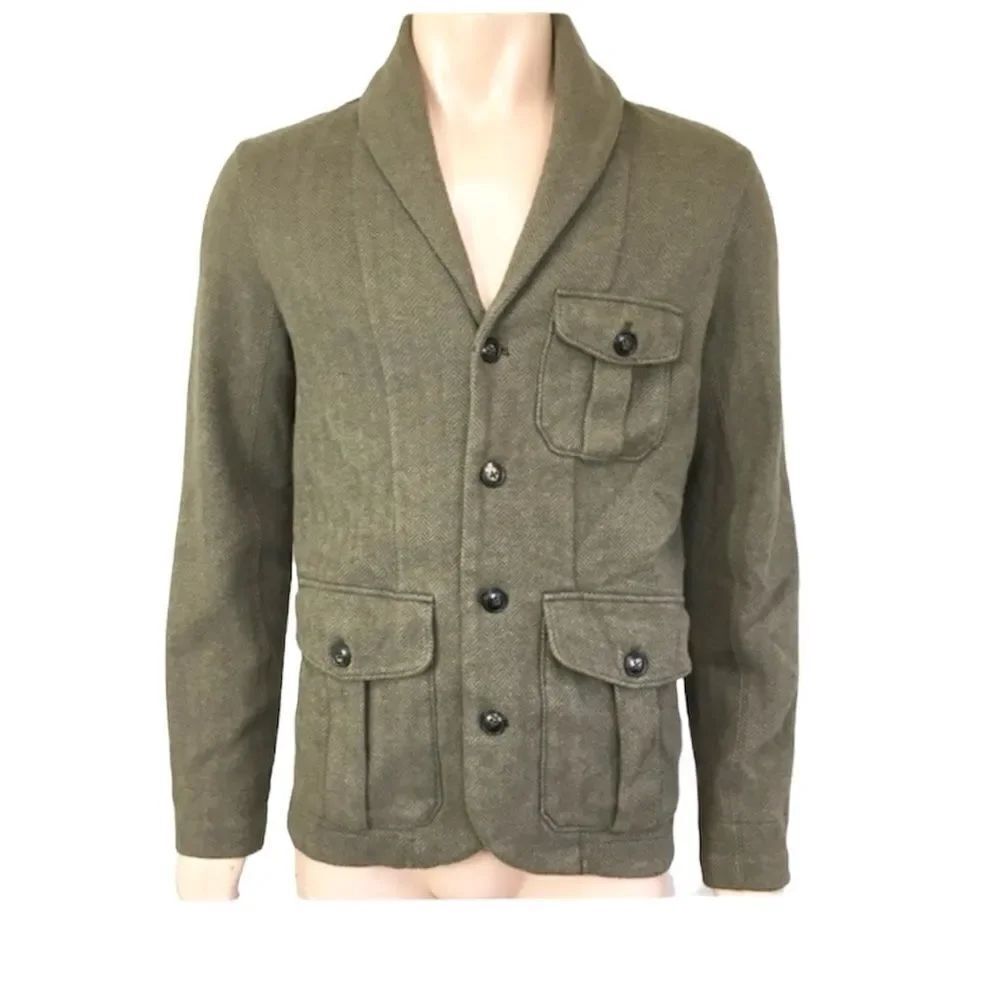 Polo Ralph Lauren Brown Fish Bone  Messenger Safari Sport Jacket Blazer  M